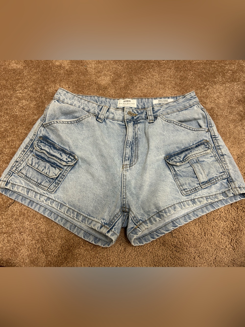 Cotton On Light Blue Denim Cargo Shorts